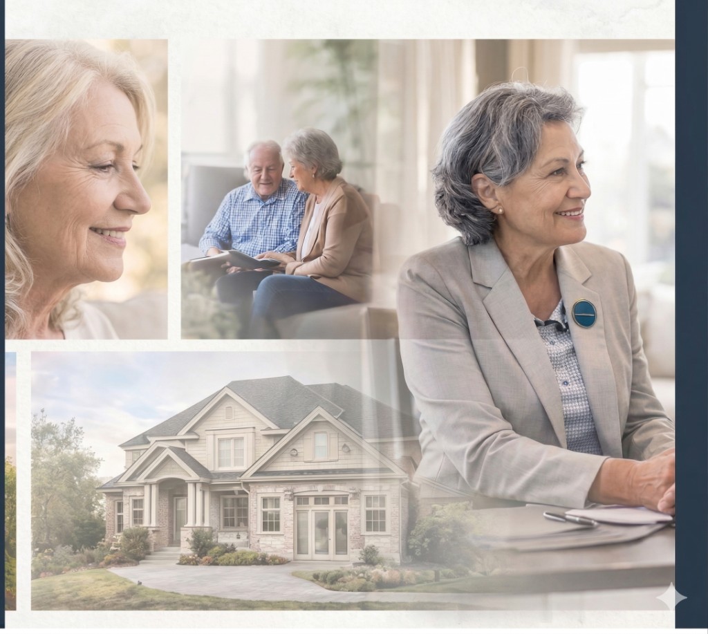 Seniors and families, a trusted transition advisor, and home — representing compassionate senior living guidance